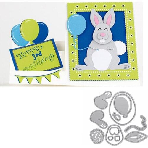 Rabbit Holding Balloon Metal Cutting Dies Stencils Rabbit Holding Balloon Die Cut For Card Making DIY New2019 Crafts Cards