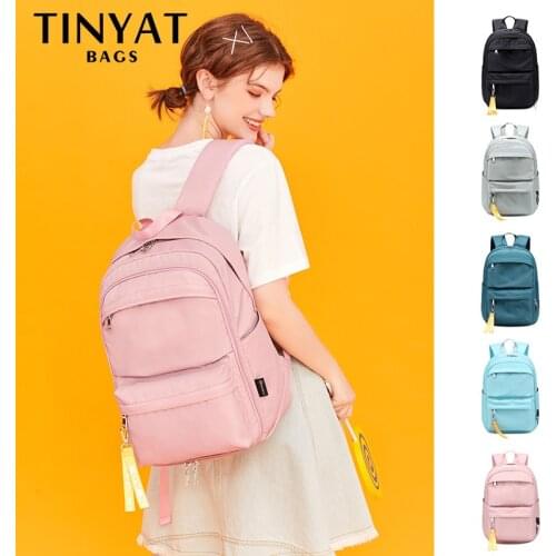 TINYAT fashion black backpack children school bags for girls waterproof oxford large school backpack for teenagers school