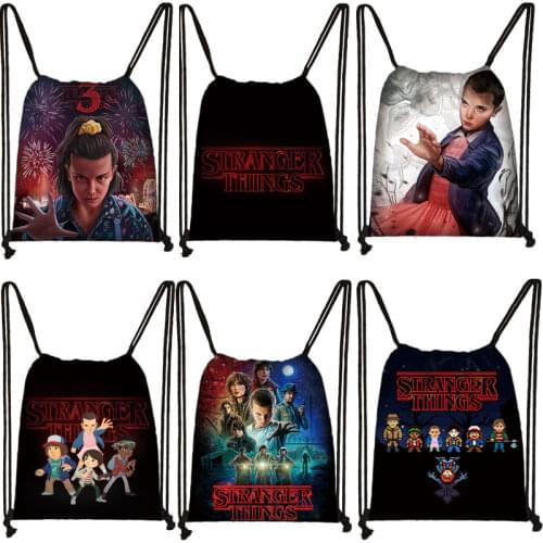 COOL Cartoon Stranger Articles Backpack Teenager Portable Travel Bag Children School Bags Book Bag Women Fashion Drawstring Bags