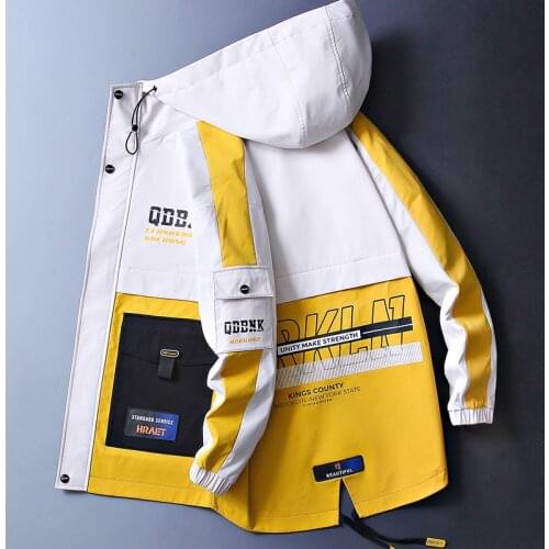 2021 Mens Autumn Jackets Mens Casual Loose Cargo Jackets Printed Hip Hop Windbreaker Coat Mens Streetwear Bomber Jacket