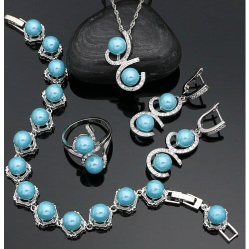 Pearl Bracelet Earrings Ring Pendant Chain for Women 925 Sterling Silver Wedding Jewelry Set Classic Jewelry Accessories