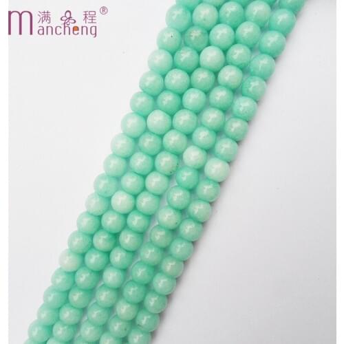 Natural Semi-precious Stone 8MM Blue Amazonite beads Round Loose Beads bracelet necklace jewelry Accessories (47-48 beads)