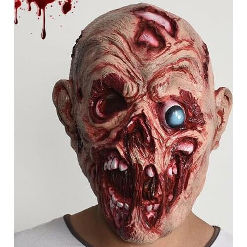 New Latex Rotten Eyeball Headgear Halloween Horror Mask Haunted House Prank Toys Party Bloody Head Props Bar Tricky Frighten