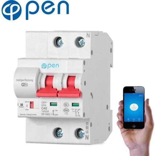 OPEN 2P 63A Remote Control Wifi Circuit Breaker /Smart Switch/ Intelligent overload ,short circuit protection