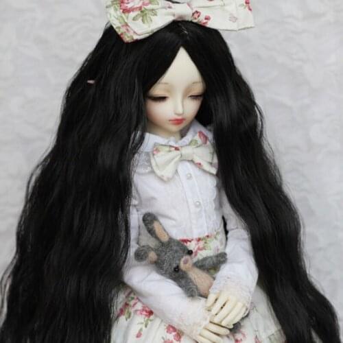 1/3 1/4 1/6 BJD SD Doll Wig High Temperature Wire Fashion Black Colors Wavy BJD Super Hair Wig