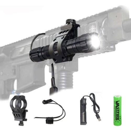 Portable Torch Light XM-L T6 Led Hunting Flashlight +Rifle Mount+Remote Switch+18650 Battery+USB Charger