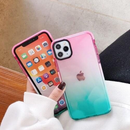 Transparent Gradient Shockproof Phone Case For iPhone 11 11 Pro Max XR XS Max X 8 7 Plus XS Soft TPU Anti-fall Bumper Back Cover