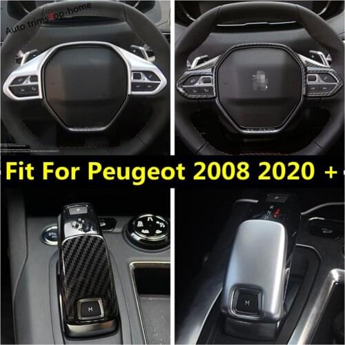 Yimaautotrims Steering Wheel Frame / Gear Shift Knob Head Handle Panel Cover Trim ABS Interior Fit For Peugeot 2008 2020 2021