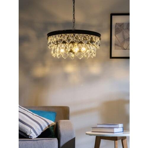 Retro maple leaf crystal lamp fashion post modern chandelier Nordic bedroom room home dining room lamp black