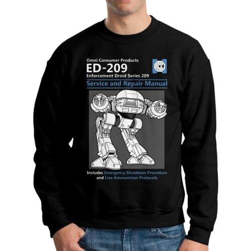 Robocop Service And Repair Manual Men Hoodies Sweatshirt Long Sleeve Winter Crew Neck Pullovers Apparel