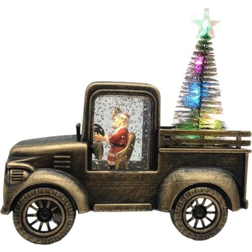 Christmas Luminous Car Toy Christmas Decoration Luminous Snow Pine Tree LED Truck Model Desktop Ornaments Children Gifts Navidad