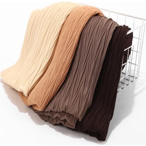 New Women Wrinkle Bubble Chiffon Hijab Scarf Shawls Pleated Leafs Crinkle Muslim Turban Wraps Shawls Long Wrap Scarves 10pcs/lot