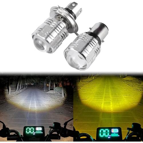 LED Motorcycle Headlight with Far and Near Light Double-claw Lens Bulb Strong Light 12V Electric Bike Condensing Retrofit Lights