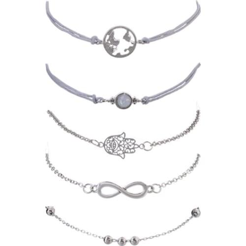 SZELAM 2020 Fashion Bracelets 5PC Bracelets 8-Letter English Hollow Dog Bead String Radiant Beads Bracelets SBR190312