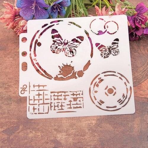 14.1*13butterfly wreath scrapbook stencils spray plastic mold shield DIY cake hollow Embellishment printing lace ruler Easter