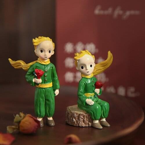 Creative The Little Prince Little Fox Rose Action Figure Model Resin Figurine Collection Toy For Children Gift Mini Desk Craft