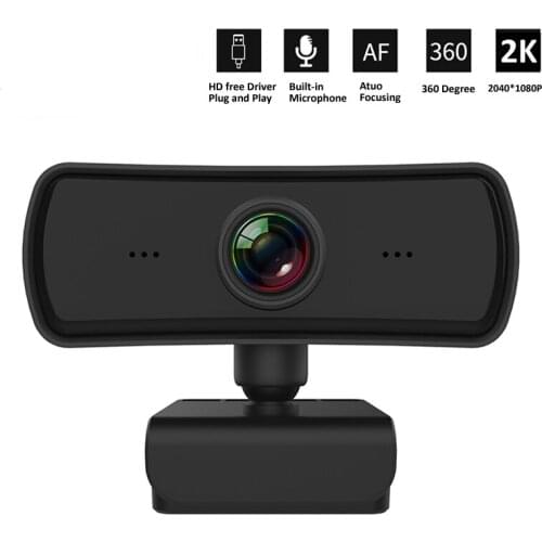 2K 2040*1080P Webcam HD Computer PC WebCamera with Microphone Rotatable Cameras for Live Broadcast Video Calling Conference Work