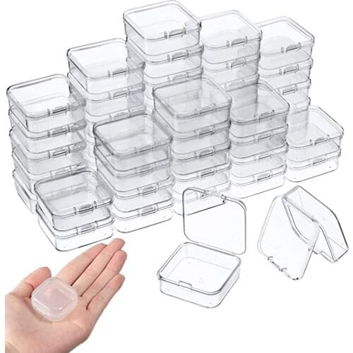 1-10Pcs Transparent Mini Square Boxes Plastic Jewelry Storage Case Finishing Container Packaging Box for Beads Earrings Rings