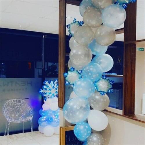 12pcs/Lot Christmas Snowflake Latex Balloons Metal Snow Double Layer Ball Kids Toys Xmas New Year Party Decoration Supplies