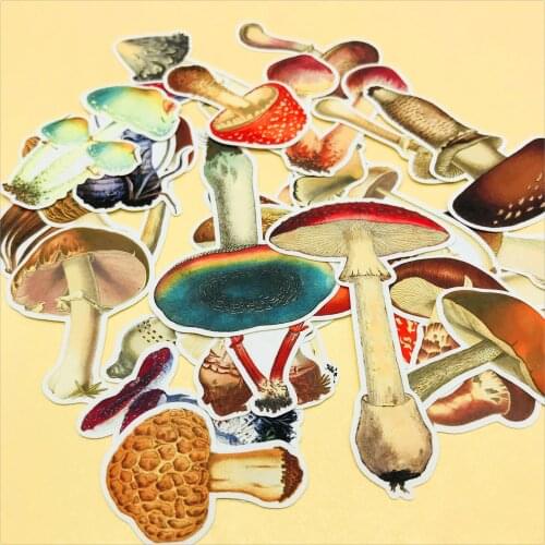 26pcs/bag hand-painted stickers colorful plant mushroom series DIY scrapbooking album journal happy planner decoration stickers