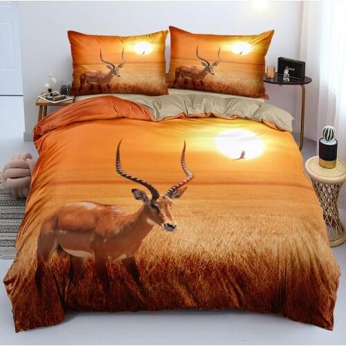 3D Bedding Sets Duvet Covers Deer Pillow Cover Bed Linens Full King Queen Double Full Twin Size Animal Custom Camel Bedclothes