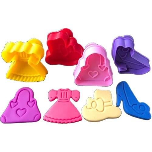 4PCS Fashion Bag Hat Dress High Heel Shoes Cookie Cutter Fondant Cake Molds Dessert Sandwich Biscuit Decoration Tools Mould D763