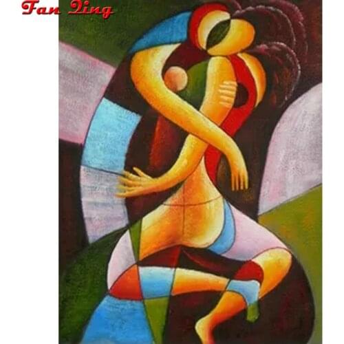 Abstract Art Diamond Painting Hugging Couple Cross Stitch Full Square Round Rhinestone Embroidery Complete Kit Home Decoration