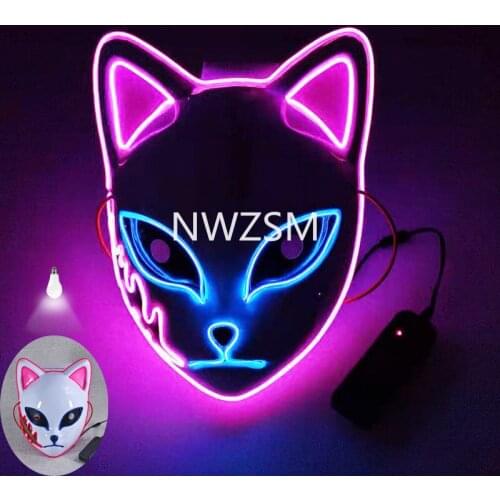 Anime Demon Slayer Tanjirou Mask Sabito Mascarilla Anime Masks Makomo Cosplay Masques Halloween Costume LED