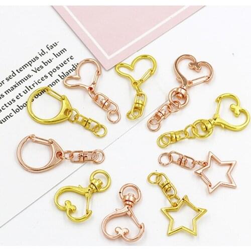 10 Pcs Anime DIY Crystal Epoxy Golden Love Five-pointed Star Keychain Accessories Keychain DIY New Jewelry