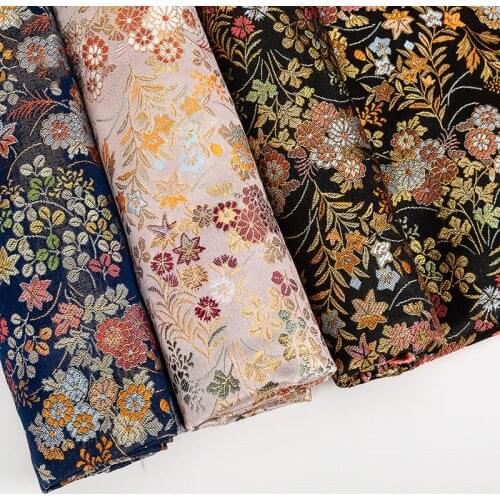 CF797 Flowers Japanese West Array Weave Brocade Kimono Cosplay Handmade DIY Materials Manual Bags Dress Clothes Fabrics