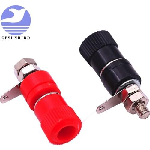 CFsunbird 100PCS/LOT Terminal Blocks JS-910B 4mm Amplifier Terminal Connector Binding Post Banana Plug Jack Mount Black 50 Red50