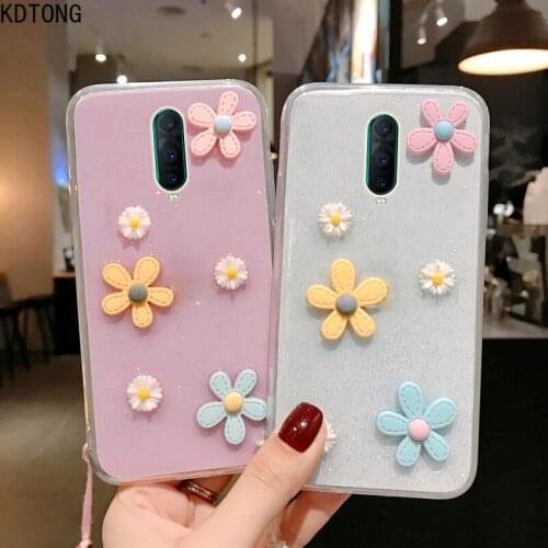 Korea Soft Phone Case for OPPO K1 A3 A5 A7 R17 Pro R11S Plus Bling Cover Cute 3D Little Daisy Sun Flower Epoxy Lovely Back Capa