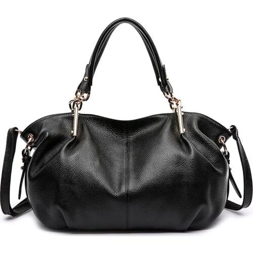 Authentic Cow leather Lady handbag OL shoulder bags Large Capacity Messenger Bag Solid color crossbody bags