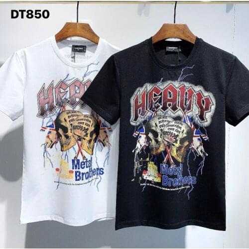 2021 new style Dsq2 mens personalized printed T-shirt, round neck oversized T-shirt hip-hop culture DT850