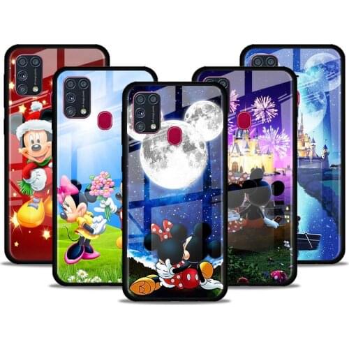 Mickey Minnie cute for Samsung Galaxy S21 Ultra A71 A51 4G 5G A91 A81 A41 A31 A21 A11 A01 Tempered Glass Phone Case