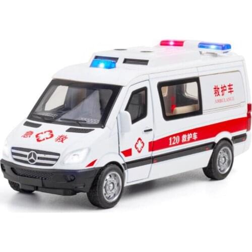 1/32 Ambulance car Simulation Toy Car Model Alloy Pull Back Children Toys Genuine License Collection Gift Vehicle Kids