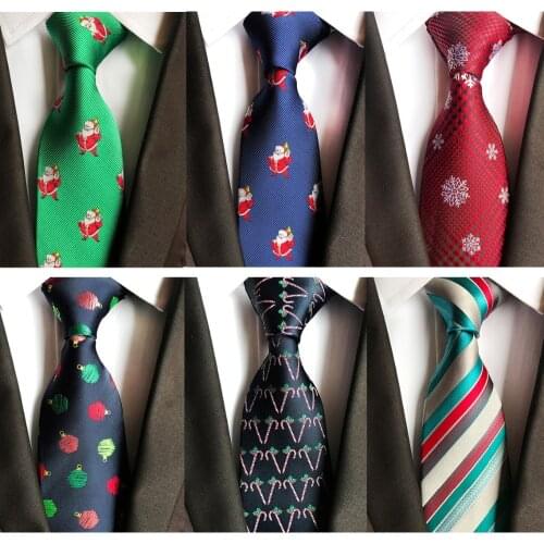 Ricnais 8cm Mens Christmas Tie Tree Animal Prinetd Necktie Jacquard Weave Corbatas Vestidos Snowmen Pattern Cravat Neck Ties