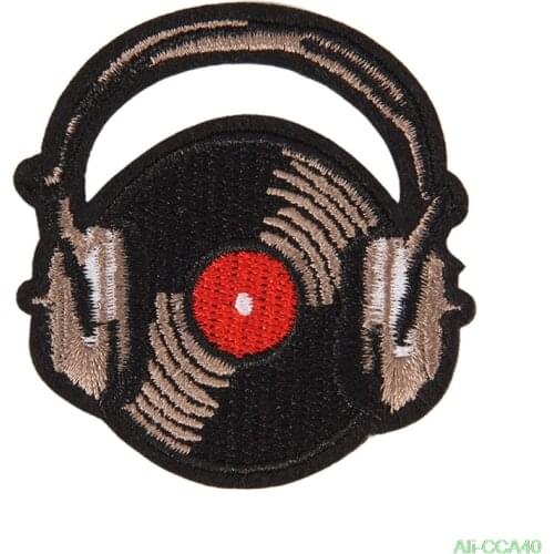 Diy Record Music Badge Iron On Embroidered Patch Applique Fabric Sewing Stickers Embroidery Patch Handmade Decoration