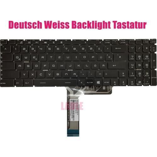 Deutsch/German white backlit keyboard for MSI GP72 6QE/GP72 6QF(MS-1795)/GP72 7RD(MS-1799) Leopard Pro