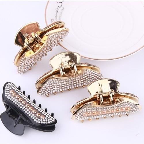 New fashion large Exquisite luxury Full pearl rhinestones hairpin Hair Claws Barrettes for Women Girls Hair Accessorie Headwear