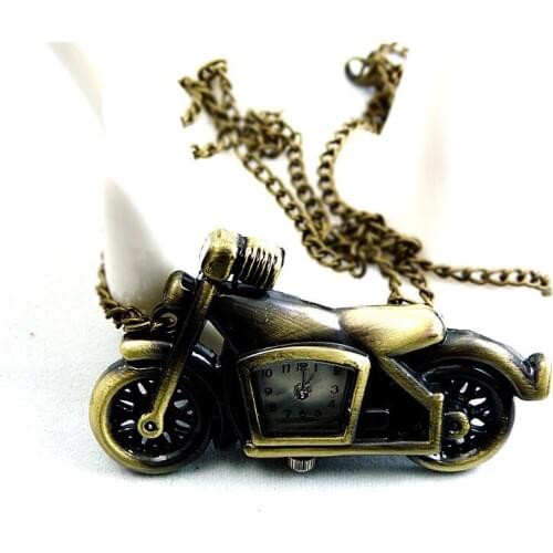 New Style Motorcycle Pendant Fashion Necklace Watch with Bronze Chain Jewelcy Pocket Watch 12pcs/lot Promotion Gift
