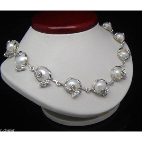 Natural pearl jewelry Noble Natural Shape 10-11mm White Baroque Pearl necklace 18" Bridal hook