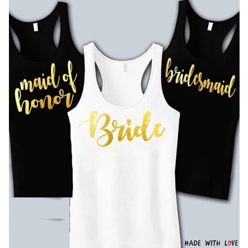 Personalized wedding Bride Bridesmaid t shirts Matron of honor Bachelorette bridal vests party tanks tops gifts party favors