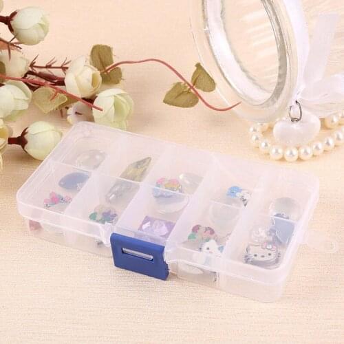 10 Slots Plastic Storage Jewelry Box Compartment Adjustable Container For Beads Earring Box For Jewelry Rectangle Box Case 618
