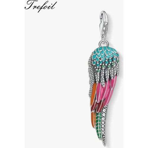 Parrot Wing Charm Pendant, 2019 Fashion Jewelry 925 Sterling Silver Trendy Cute Gift For Women Girls Fit Bracelet Necklace