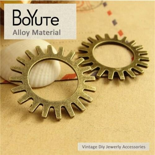 BoYuTe (100 Pieces/Lot) 25MM Wholesale Antique Bronze Plated Zinc Alloy Materials Gear Charms for Jewelry Making Accessories