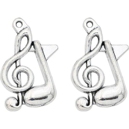 Antique Silver Plated Music Sign Charms Pendant fit Jewelry Making Bracelet DIY Craft 21*13mm