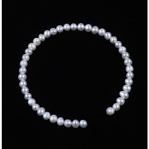 Simple design 4-5mm potato pearl cuffs bangle