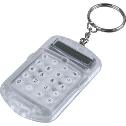 Clear Plastic Casing 8 Digits Electronic Mini Calculator w Keychain