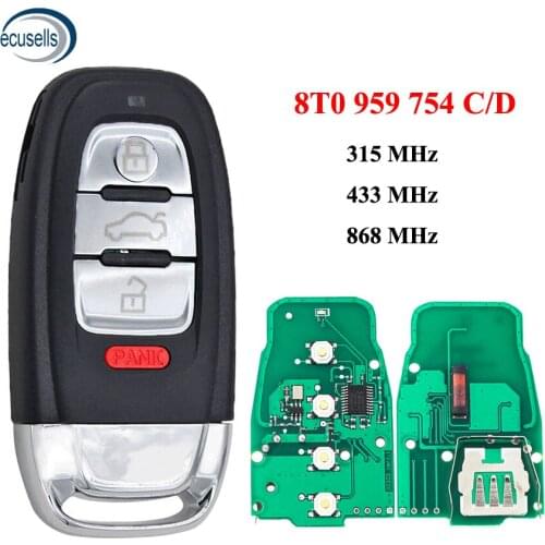 3+1/4 Buttons Smart Remote Key 315/433/868 MHZ 8T0 959 754 C/D For Audi Q5 A4L A5 A6 A7 A8 RS4 RS5 S4 S5